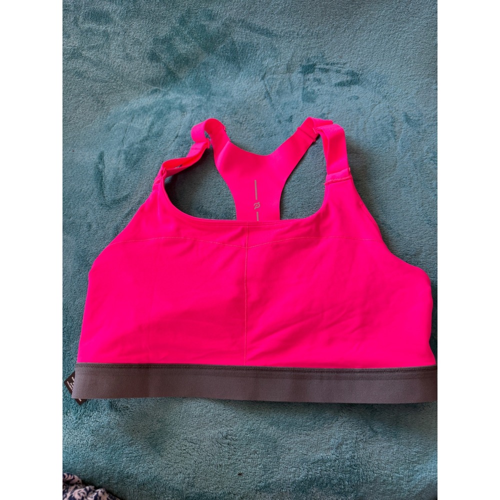 Peloton Paceform Enhanced Support Racerback Sports Bra Neon Pink Grey Large NEW